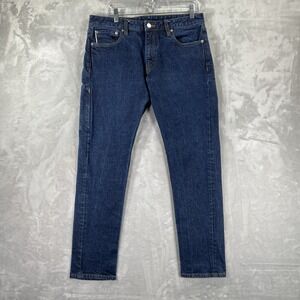 BYLT Basics Jeans men's 32x30 Selvedge Denim Blue Dark Wash Stretch Zip Pocket